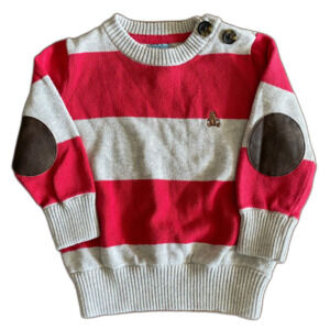 Baby Gap Red Striped Elbow Patch Sweater Boys' 6-12 Months